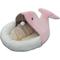Show in main carousel: One for Pets Ultra-Soft Whale Semi-Enclosed Cat Bed with Teaser, Pink, Medium slide 1 of 4