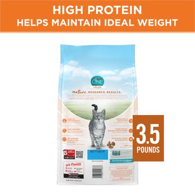 Show full view: Purina ONE +Plus Ideal Weight Natural High Protein Adult Dry Cat Food, 3.5-lb bag slide 3 of 11