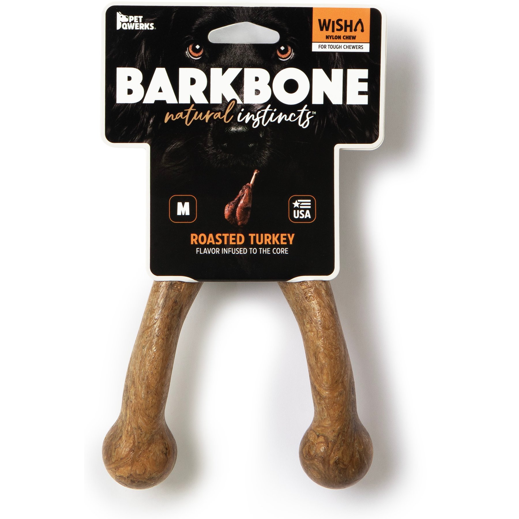 Bark Bone Wishbone Dog Chew Toy, Tan, Medium, Turkey Flavor