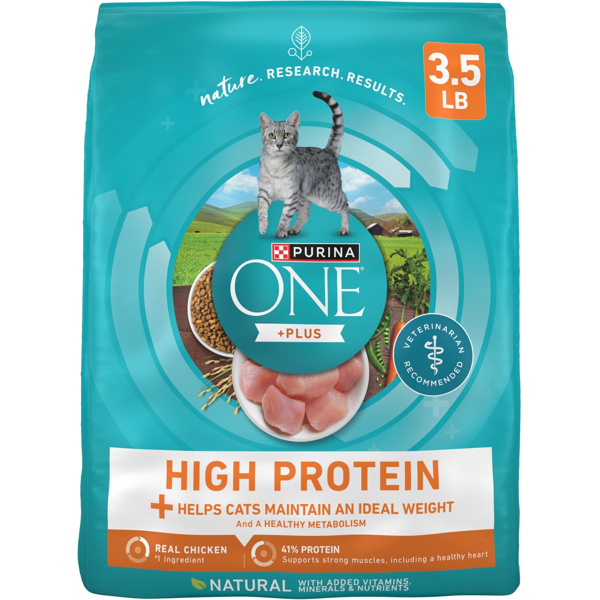 Purina ONE +Plus Ideal Weight Natural High Protein Adult Dry Cat Food, 3.5-lb bag