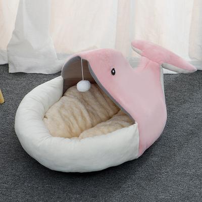 Show full view: One for Pets Ultra-Soft Whale Semi-Enclosed Cat Bed with Teaser, Pink, Medium slide 2 of 4