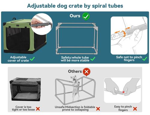 Show full view: Petsfit Soft Sided 3-Door Collapsible Dog Crate, Green, Small slide 4 of 7