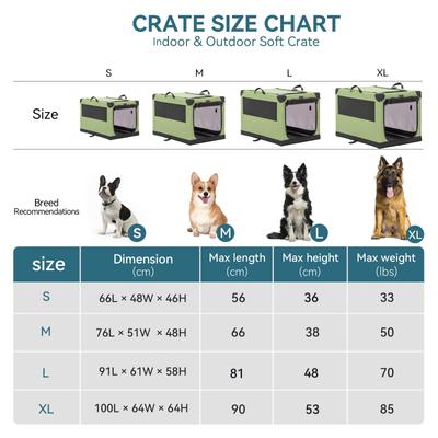 Show full view: Petsfit Soft Sided 3-Door Collapsible Dog Crate, Green, Small slide 2 of 7