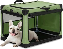 Petsfit Soft Sided 3-Door Collapsible Dog Crate, Green, Small