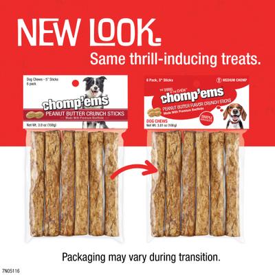 Show full view: Chomp'ems Peanut Butter Crunchy Sticks Dog Treats, 6 count, bundle of 2 slide 3 of 4