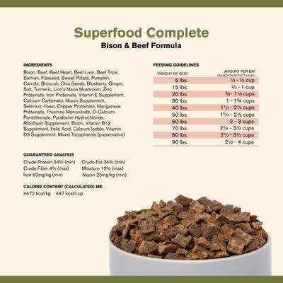 Show full view: Badlands Ranch Superfood Complete Beef & Bison Grain-Free Air-Dried Dog Food, 64-oz bag slide 5 of 8