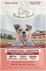 Badlands Ranch Superfood Complete Beef & Bison Grain-Free Air-Dried Dog Food, 64-oz bag