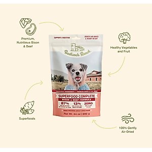 Badlands Ranch Superfood Complete Beef & Bison Grain-Free Air-Dried Dog Food, 24-oz bag