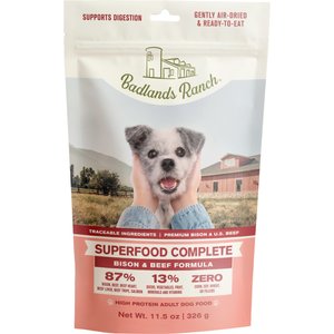 Badlands Ranch Superfood Complete Beef & Bison Grain-Free Air-Dried Dog Food, 11.5-oz bag