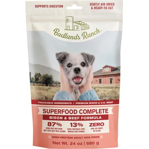 Badlands Ranch Superfood Complete Beef & Bison Grain-Free Air-Dried Dog Food, 24-oz bag