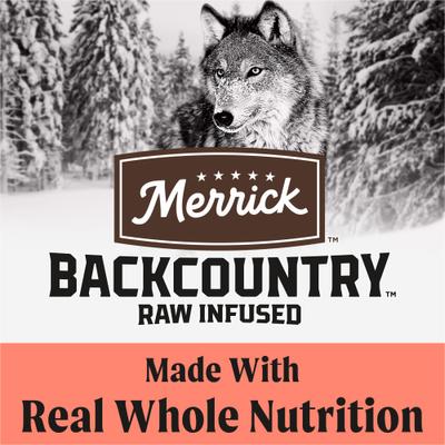 Show full view: Merrick Backcountry Chicken-Free Raw Infused Pacific Catch Recipe with Healthy Grains Dry Dog Food, 4-lb bag slide 5 of 14