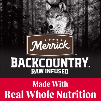 Show full view: Merrick Backcountry Raw Infused Grain-Free Dry Food Great Plains Red Recipe + Power Bites Real Texas Beef Recipe Grain-Free Soft & Chewy Dog Treats slide 9 of 10
