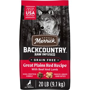Merrick Backcountry Raw Infused Grain-Free Great Plains Red Recipe Freeze-Dried Dog Food, 20-lb bag