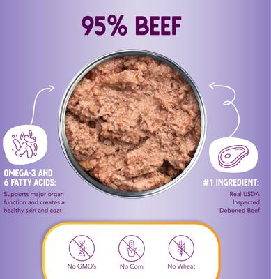 Show full view: Health Extension 95% Grain-Free Beef Wet Dog Food, 5.5-oz can, case of 24 slide 7 of 10