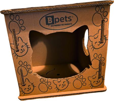Show full view: PetPro Indoor Corrugated Cardboard Cat House with Scratcher slide 7 of 9
