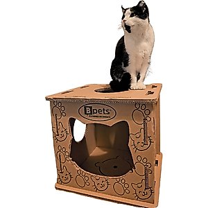 PetPro Indoor Corrugated Cardboard Cat House with Scratcher