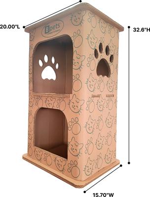 Show full view: PetPro 2-Floor Indoor Corrugated Cardboard Cat House slide 3 of 4