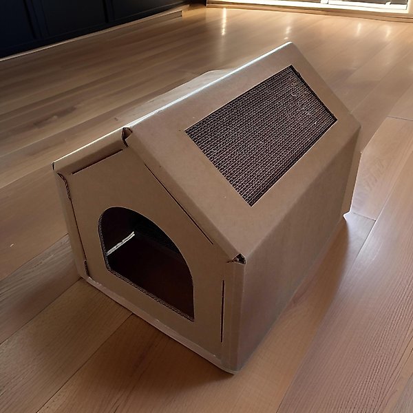 Show full view: PetPro Indoor Corrugated Cardboard Cat House, Large slide 1 of 9