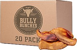Bully Bunches Pig Ears Natural Dog Chew Treats, 20 count