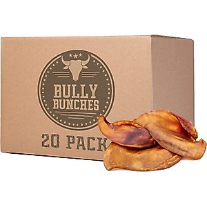 Bully Bunches Pig Ears Natural Dog Chew Treats, 20 count