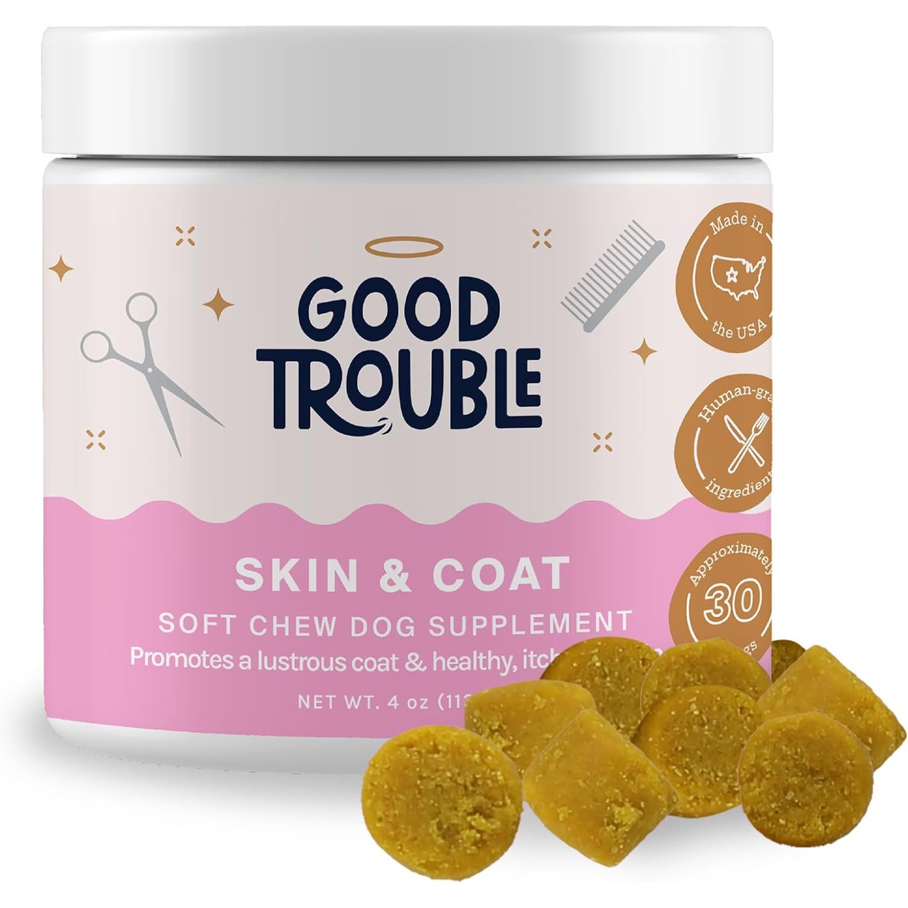Good Trouble Skin & Coat Chew Supplement for Dogs, 30 count