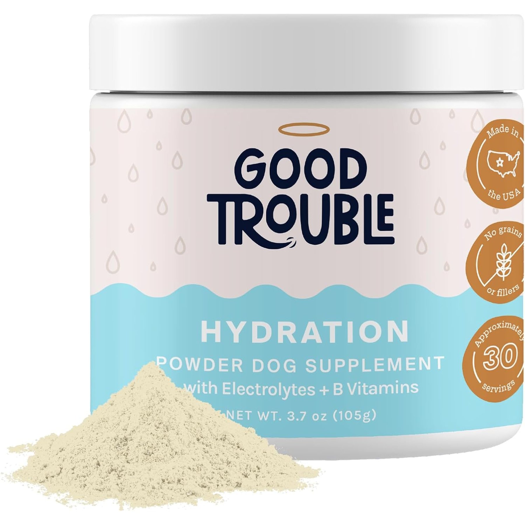 Good Trouble Hydration Powder + Electrolyes Powder Supplement for Dogs, 3.7-oz tub