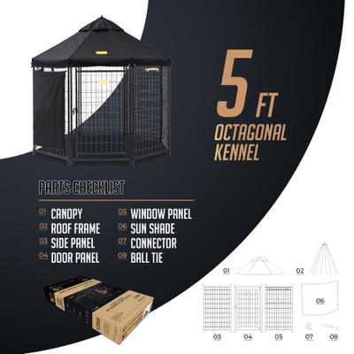 Show full view: Win World Pet Gazebo Dog & Cat Kennel, Black, 5-ft slide 9 of 10