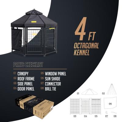 Show full view: Win World Pet Gazebo Dog & Cat Kennel, Black, 4-ft slide 9 of 9