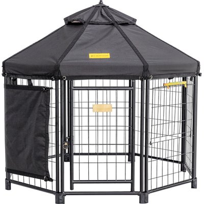 Win World Win World Pet Gazebo Dog & Cat Kennel, Black, 4-ft