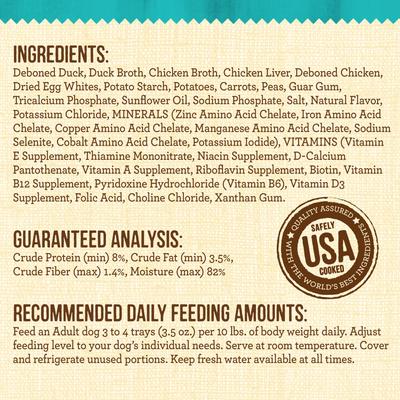 Show full view: Merrick Lil' Plates Grain-Free Small Breed Wet Dog Food Dainty Duck Medley, 3.5-oz tub, case of 12 slide 8 of 13