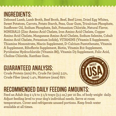 Show full view: Merrick Lil' Plates Grain-Free Small Breed Wet Dog Food Little Lamb Chop Stew, 3.5-oz tub, case of 12 slide 8 of 13
