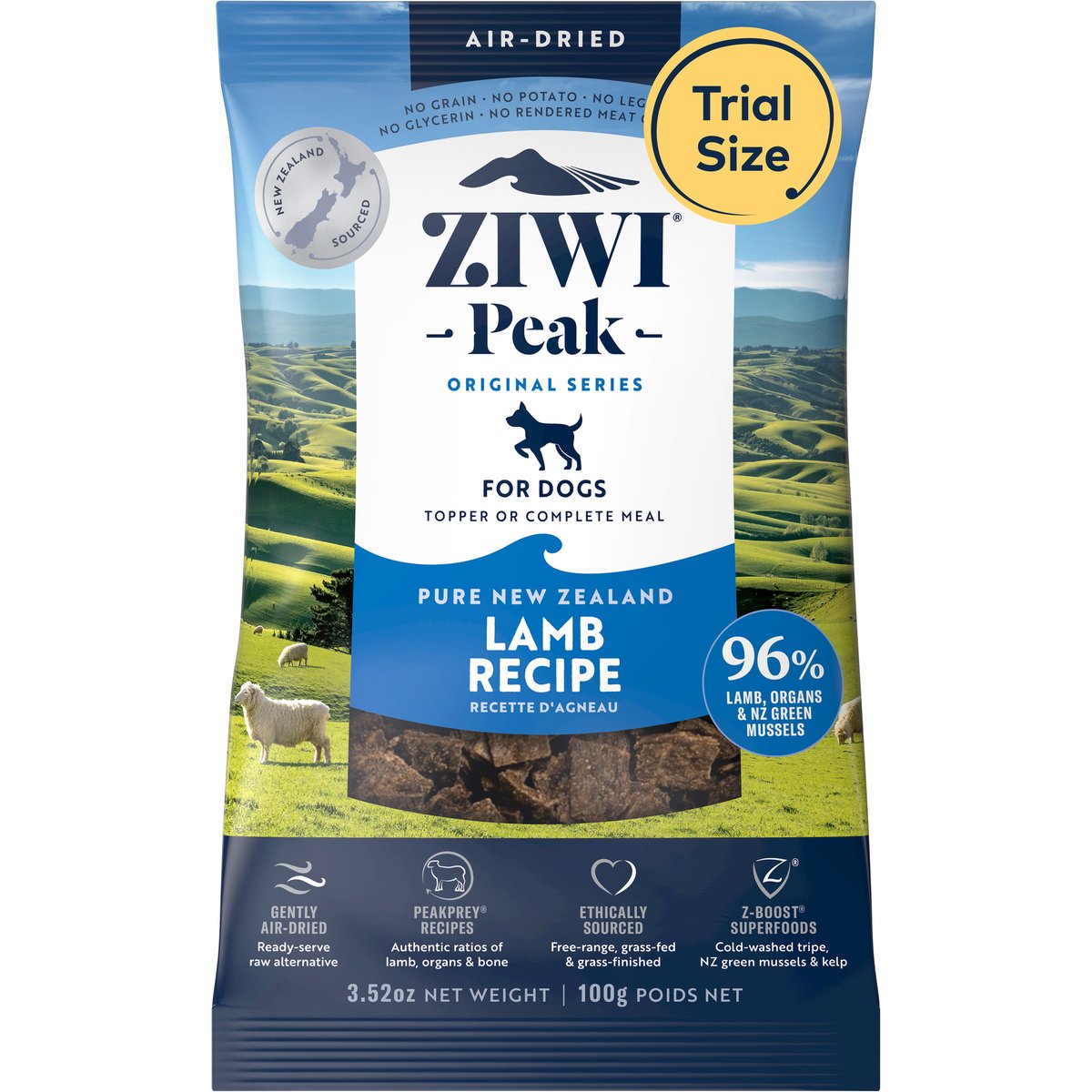 ZIWI Peak Lamb Grain-Free Air-Dried Dog Food, 3.5-oz pouch