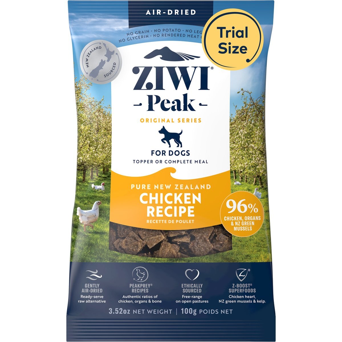 ZIWI Peak Chicken Grain-Free Air-Dried Dog Food, 3.5-oz pouch