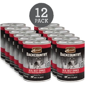 Merrick Backcountry Grain-Free 96% Real Beef Dinner Recipe Canned Dog Food, 12.7-oz can, case of 12