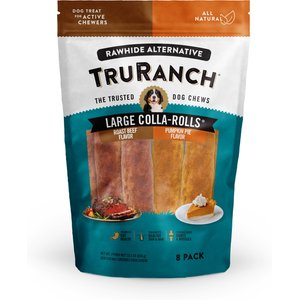 TruRanch Roast Beef & Pumpkin Pie Collagen Roll Hard Chew Dog Treats, 8 count