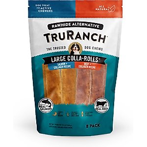 TruRanch Salmon & Beef Collagen Roll Hard Chew Dog Treats, 8 count