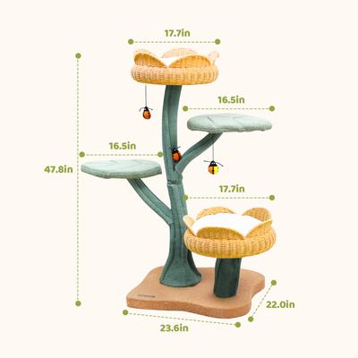 Show full view: Happy & Polly Tulip Design 47.8-in Fleece Large Cat Tree, Yellow slide 5 of 7