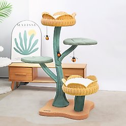 Happy & Polly Tulip Design 47.8-in Fleece Large Cat Tree, Yellow