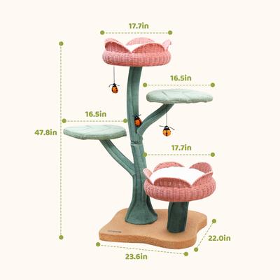 Show full view: Happy & Polly Tulip Design 47.8-in Fleece Large Cat Tree, Pink slide 9 of 11