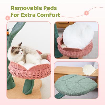Show full view: Happy & Polly Tulip Design 47.8-in Fleece Large Cat Tree, Pink slide 4 of 11