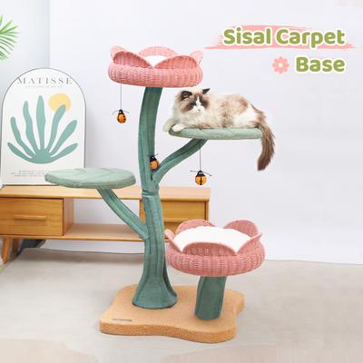 Show full view: Happy & Polly Tulip Design 47.8-in Fleece Large Cat Tree, Pink slide 2 of 11