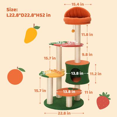 Show full view: Happy & Polly Fruit World Plush Cat Tree, Jumbo, 48.4-in slide 4 of 10