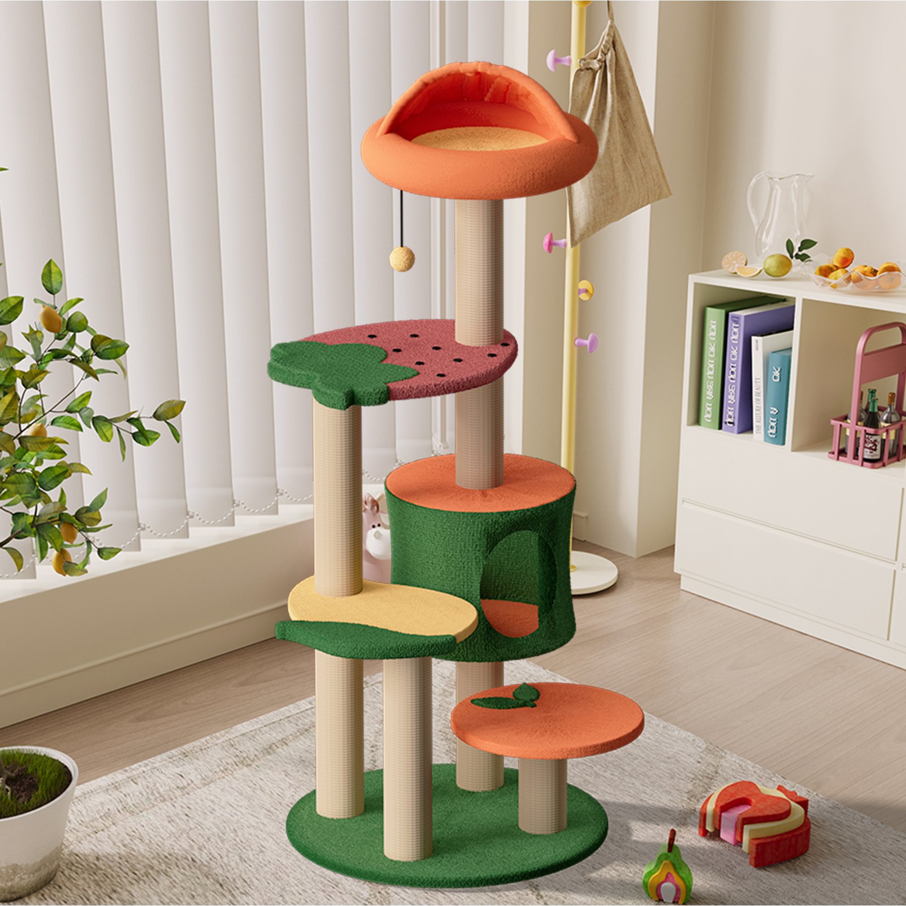 Happy & Polly Fruit World 48.4-in Plush Cat Tree