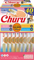 Inaba Churu Salmon Variety Creamy Puree Grain-Free Lickable Cat Treats, 0.5-oz tube, 40 count