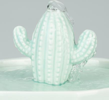 Show full view: Happy & Polly Cactus Style Ceramic Cat Water Fountain, 1.5-liter slide 6 of 7
