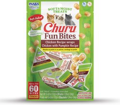 Inaba Churu Fun Bites Chicken with Pumpkin Grain-Free Soft & Chewy Cat Treats, 0.42-oz, 3 count
