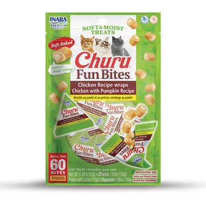Inaba Churu Fun Bites Chicken with Pumpkin Grain-Free Soft & Chewy Cat Treats, 0.42-oz, 3 count