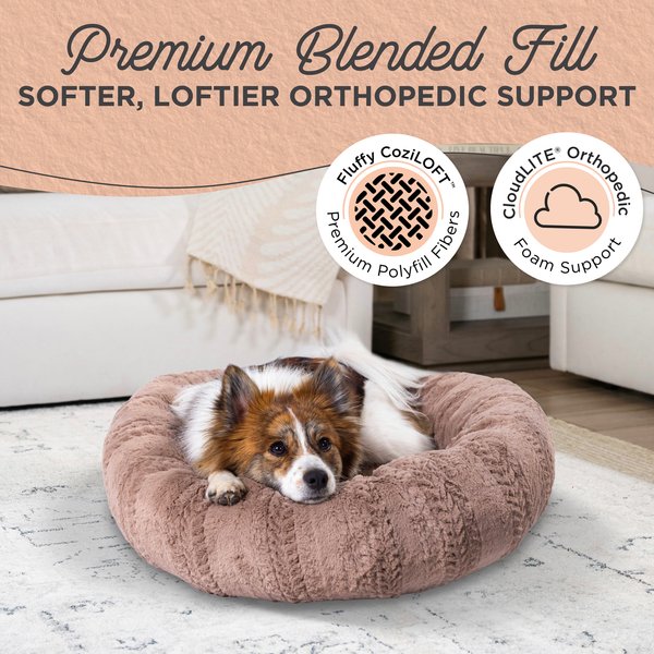 Show full view: Best Friends by Sheri Premium Herringbone Orthopedic Donut Dog & Cat Bed, Desert Rose, Small slide 2 of 7