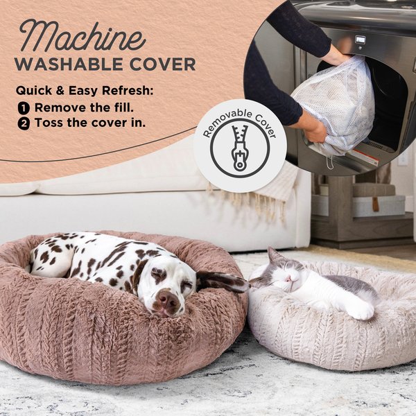 Show full view: Best Friends by Sheri Premium Herringbone Orthopedic Donut Dog & Cat Bed, Desert Rose, Medium slide 6 of 7