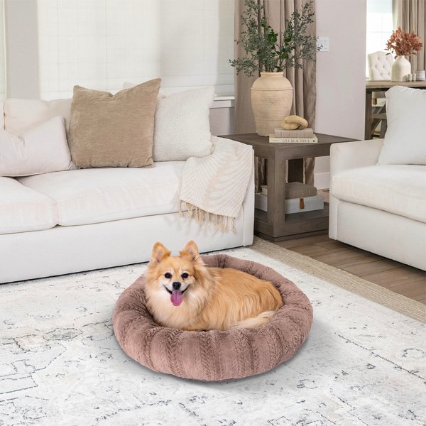 Show full view: Best Friends by Sheri Premium Herringbone Orthopedic Donut Dog & Cat Bed, Desert Rose, Small slide 1 of 7